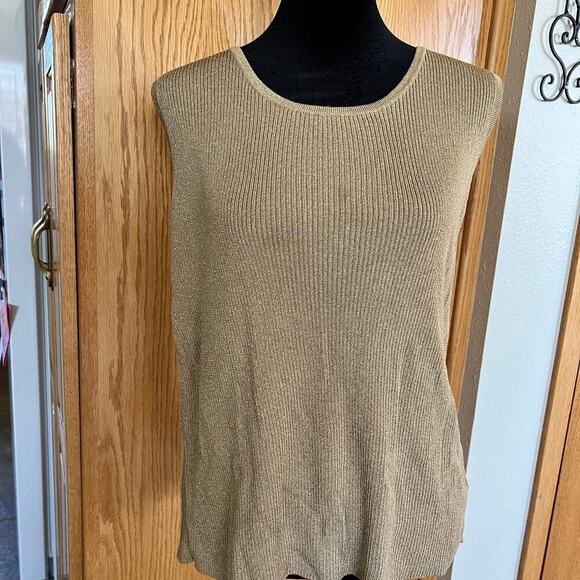 Ralph Lauren scoop neck, gold shimmer ribbed sleeveless, women's size XL - Picture 3 of 5